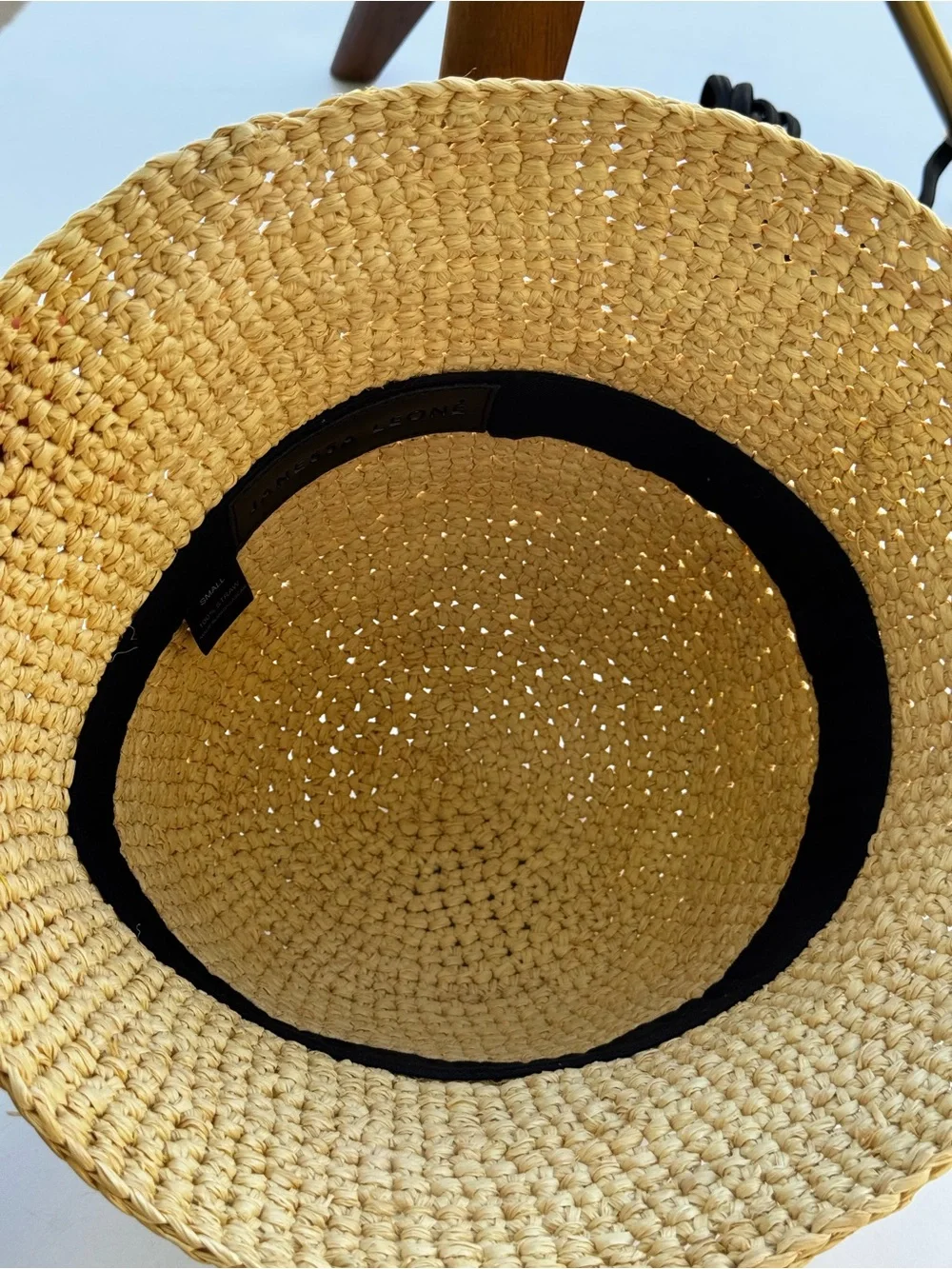 Janessa Leone Pierce Packable Straw Bucket Hat in Natural Sz Small